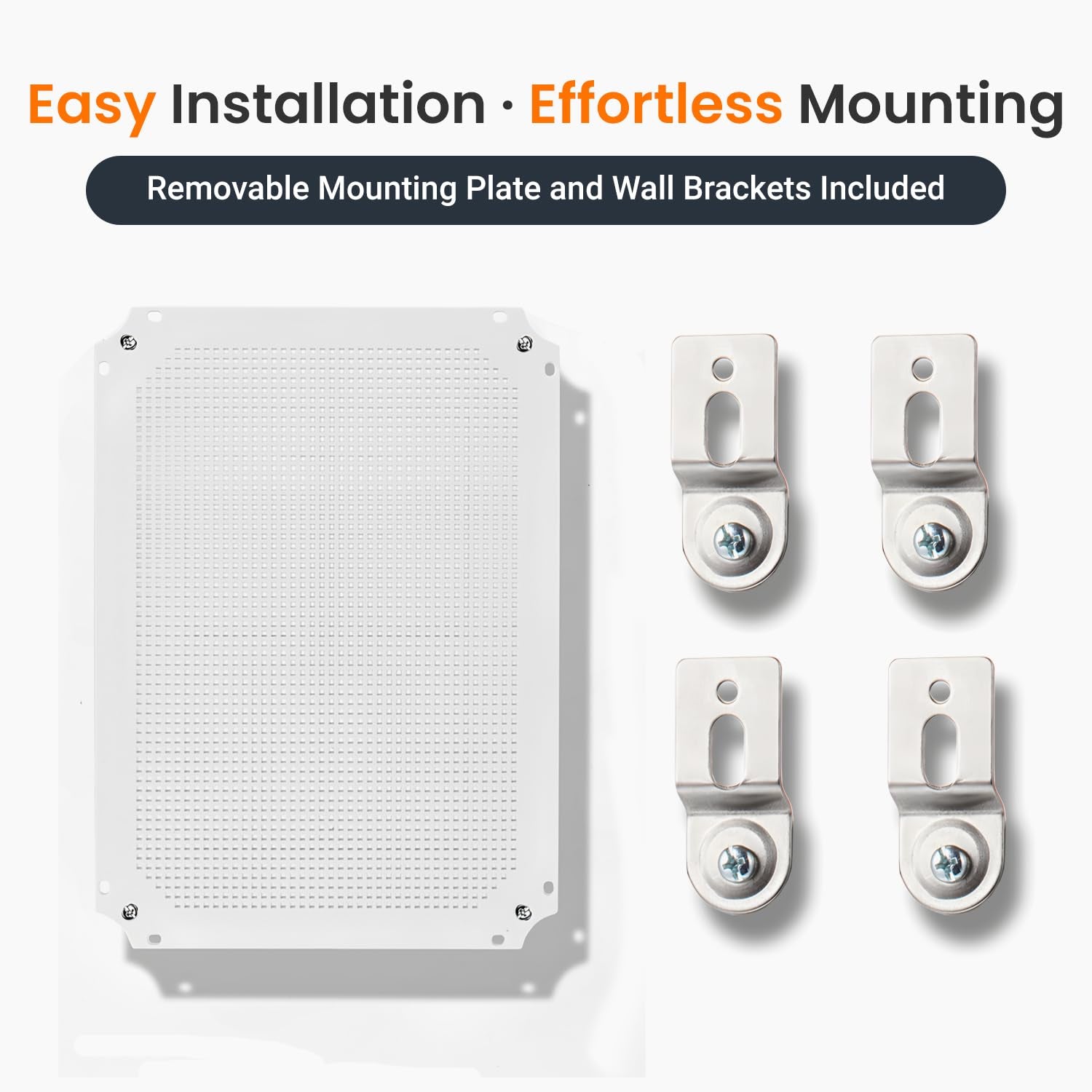 Waterproof Junction Box IP67 Outdoor Plastic Electrical Project Enclosure Weatherproof with Mounting Plate, Wall Brackets, Hinged Grey Cover 16.1"X12.2"X7.1"