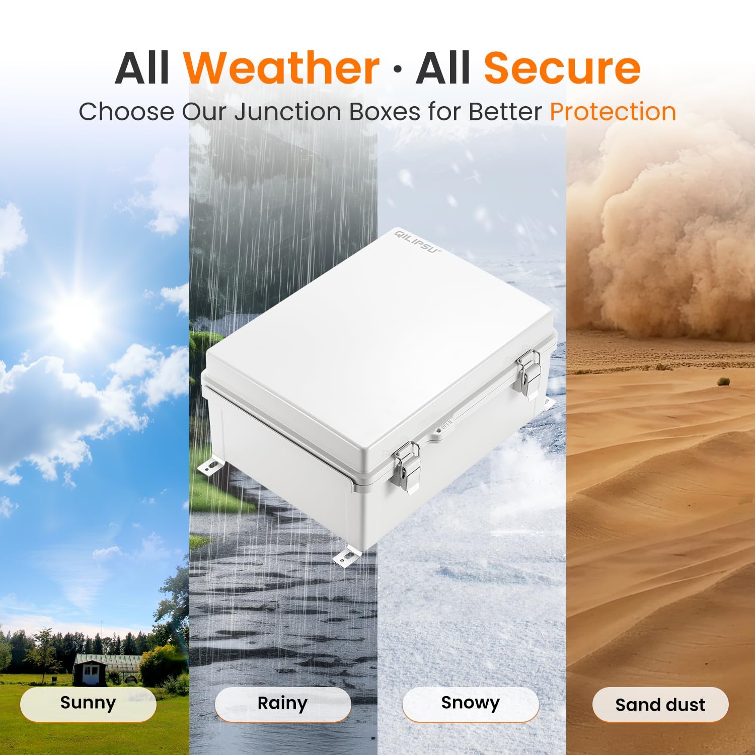 Waterproof Junction Box IP67 Outdoor Plastic Electrical Project Enclosure Weatherproof with Mounting Plate, Wall Brackets, Hinged Grey Cover 16.1"X12.2"X7.1"