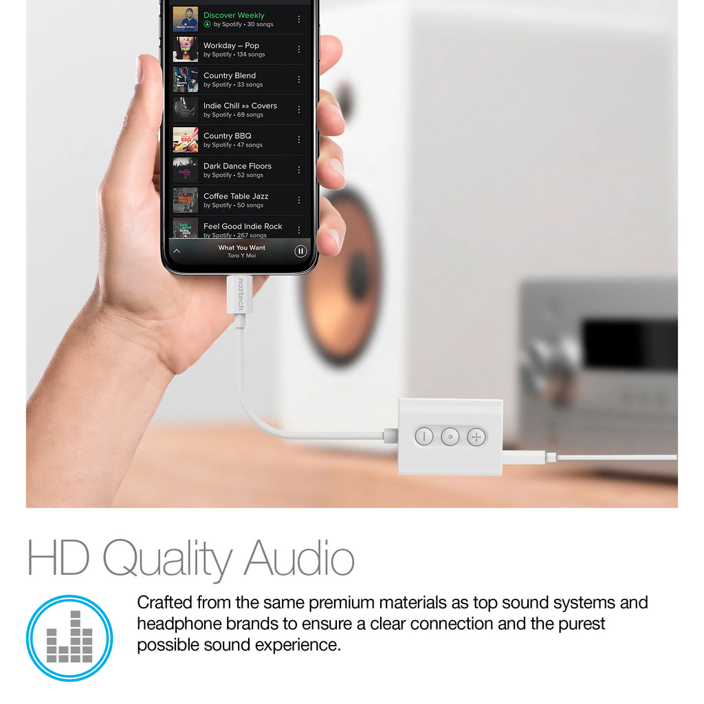 Naztech MFI Lightning to 3.5Mm Audio + Charging Adapter